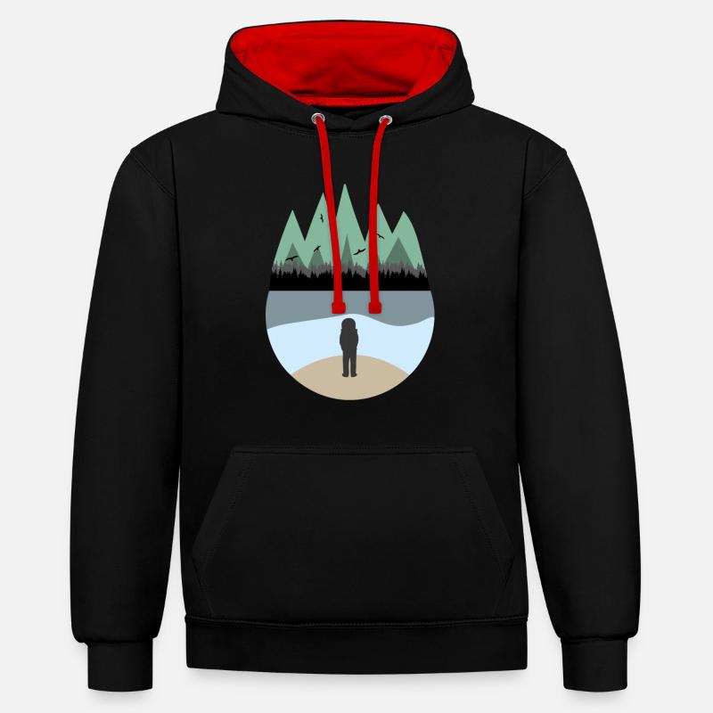 Astronaute à la mer - Sweat à capuche contrasté - noir/rouge