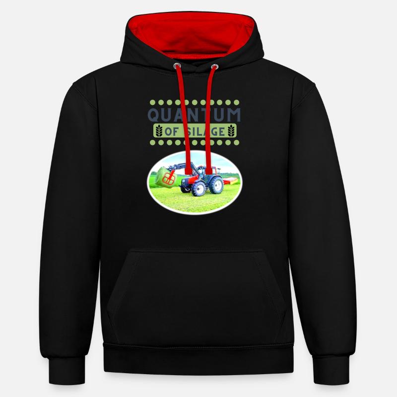 QUANTUM de l’ensilage - Sweat à capuche contrasté - noir/rouge