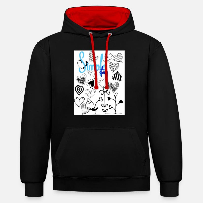 C’est simple. - Sweat à capuche contrasté - noir/rouge