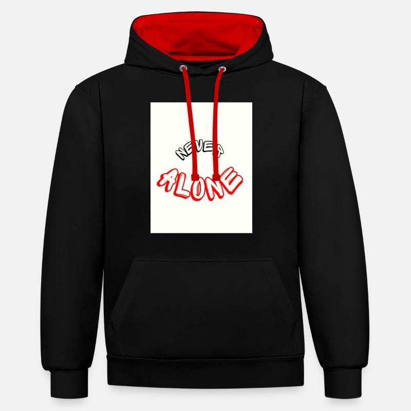Never alone - Sweat à capuche contrasté - noir/rouge