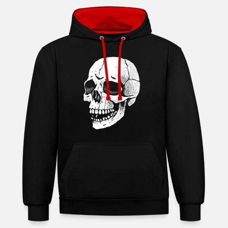 Crâne - Sweat à capuche contrasté - noir/rouge