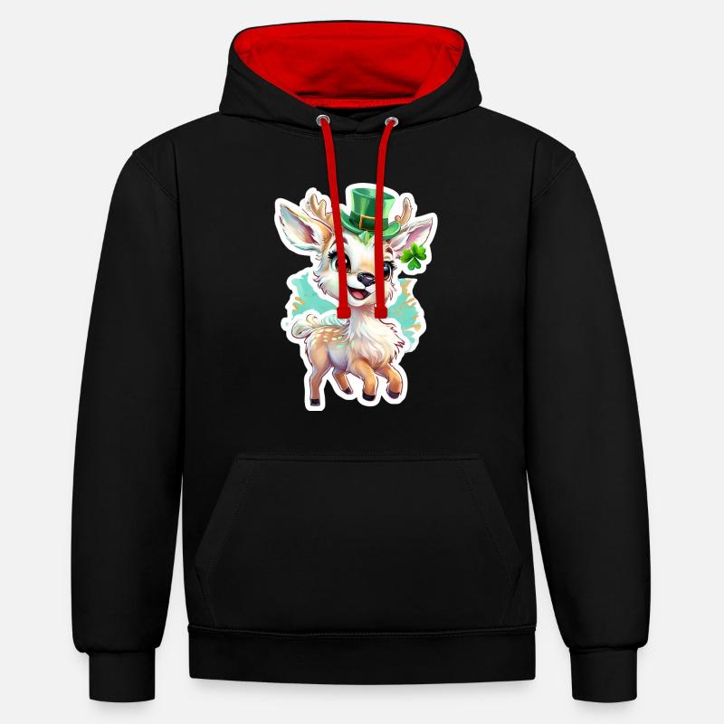 Cerf de la Saint-Patrick - Sweat à capuche contrasté - noir/rouge
