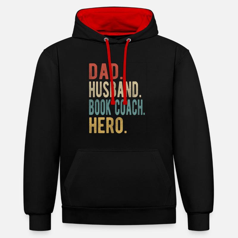 Buchen Coach Papa Ehemann Held - Kontrast-Hoodie - Schwarz/Rot