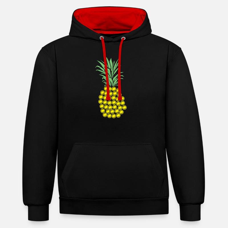 Cadeau ananas Disc Golf - Sweat à capuche contrasté - noir/rouge