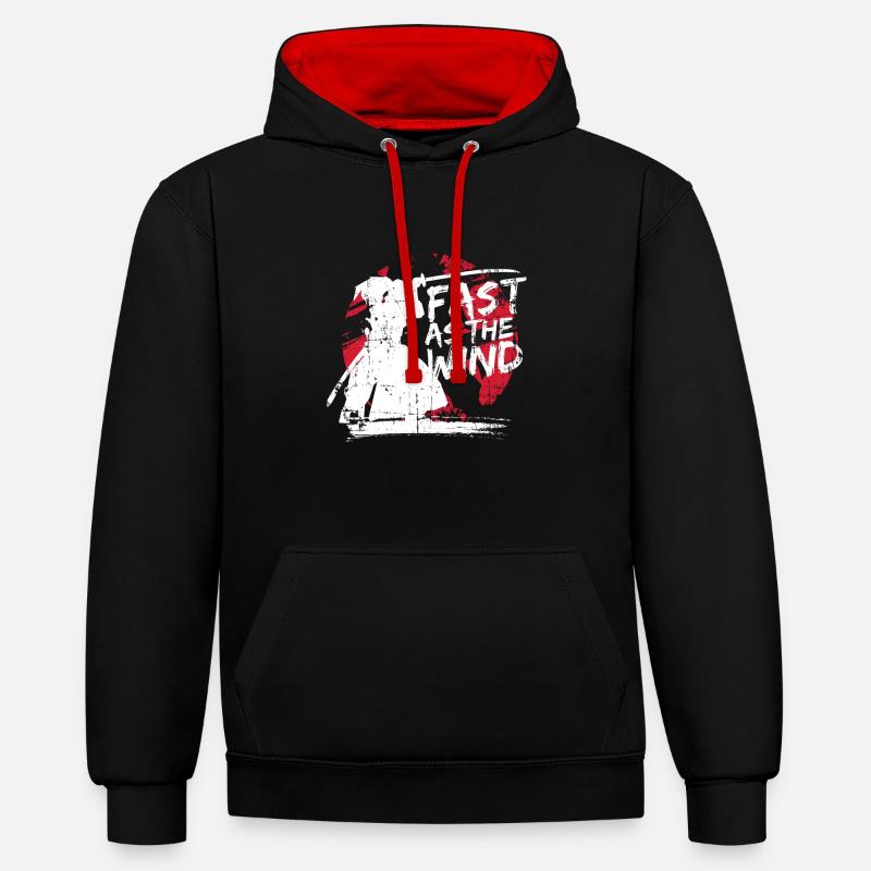 Samouraï Arts martiaux - Sweat à capuche contrasté - noir/rouge