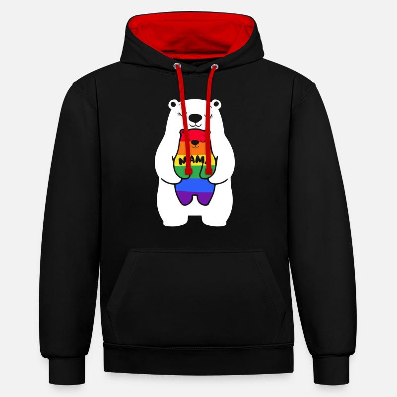 Mama Bear Lgbt - Sweat à capuche contrasté - noir/rouge