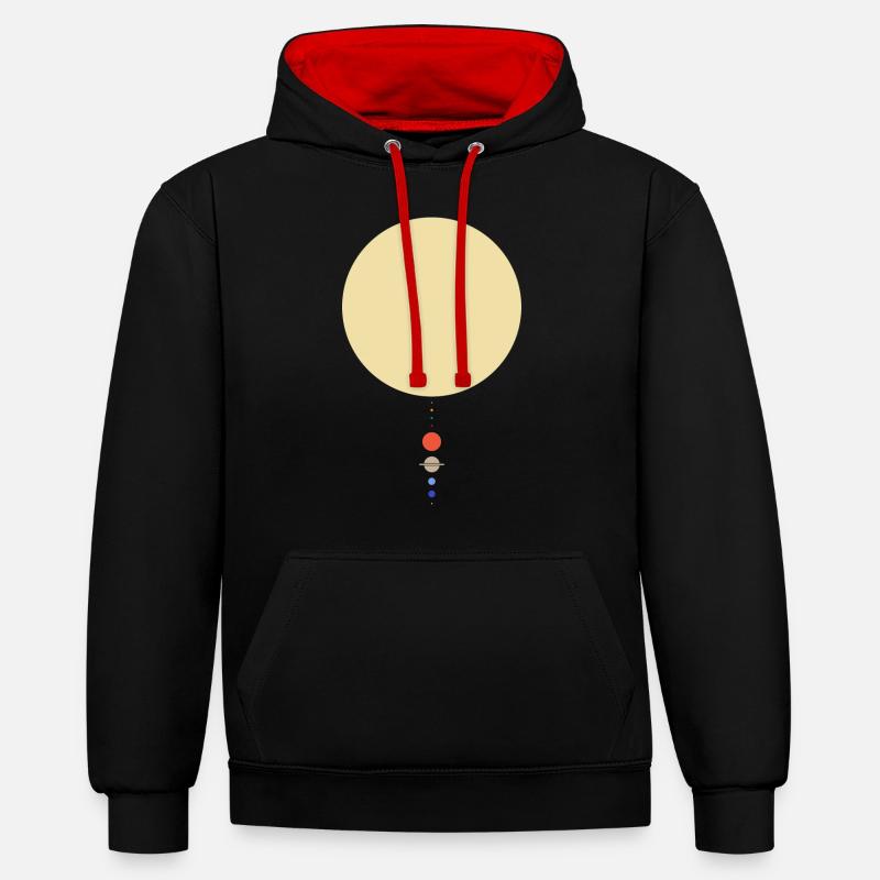 Système solaire minimal - Sweat à capuche contrasté - noir/rouge