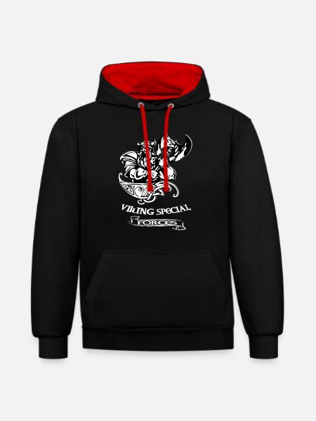 Wikinger Walhalla Krieger - Kontrast-Hoodie - Schwarz/Rot