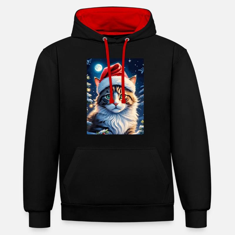 Paysage d’hiver Cat 3.5 - Sweat à capuche contrasté - noir/rouge