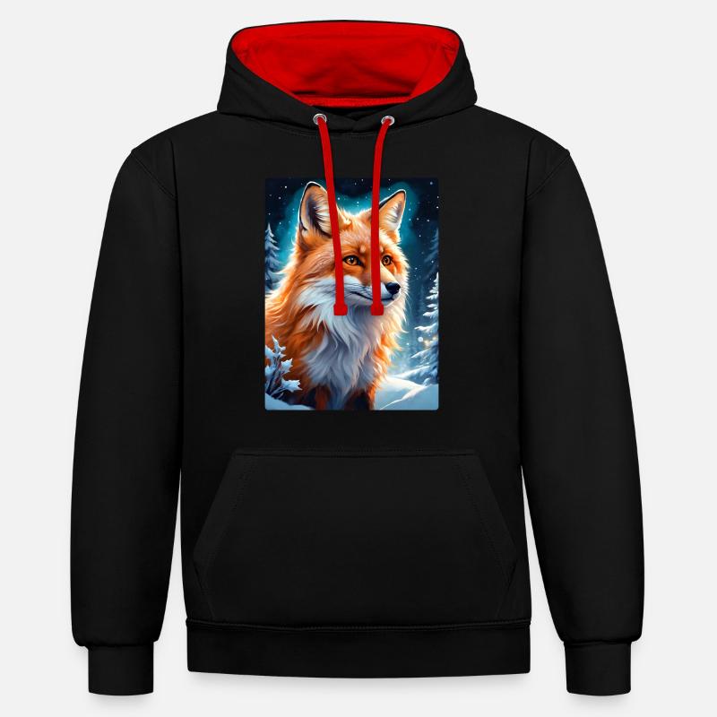 Paysage d’hiver Fox 1.6 - Sweat à capuche contrasté - noir/rouge
