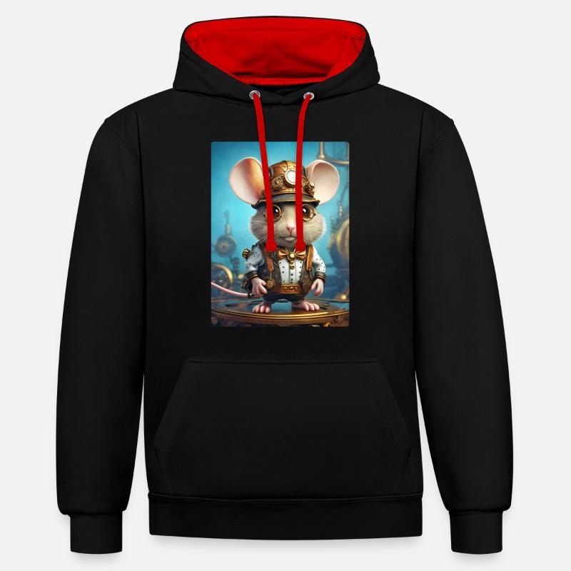 Souris Steampunk 1.2 - Sweat à capuche contrasté - noir/rouge