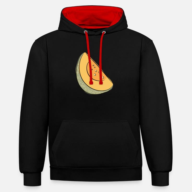 Melon d’été pastèque Pastèque - Sweat à capuche contrasté - noir/rouge