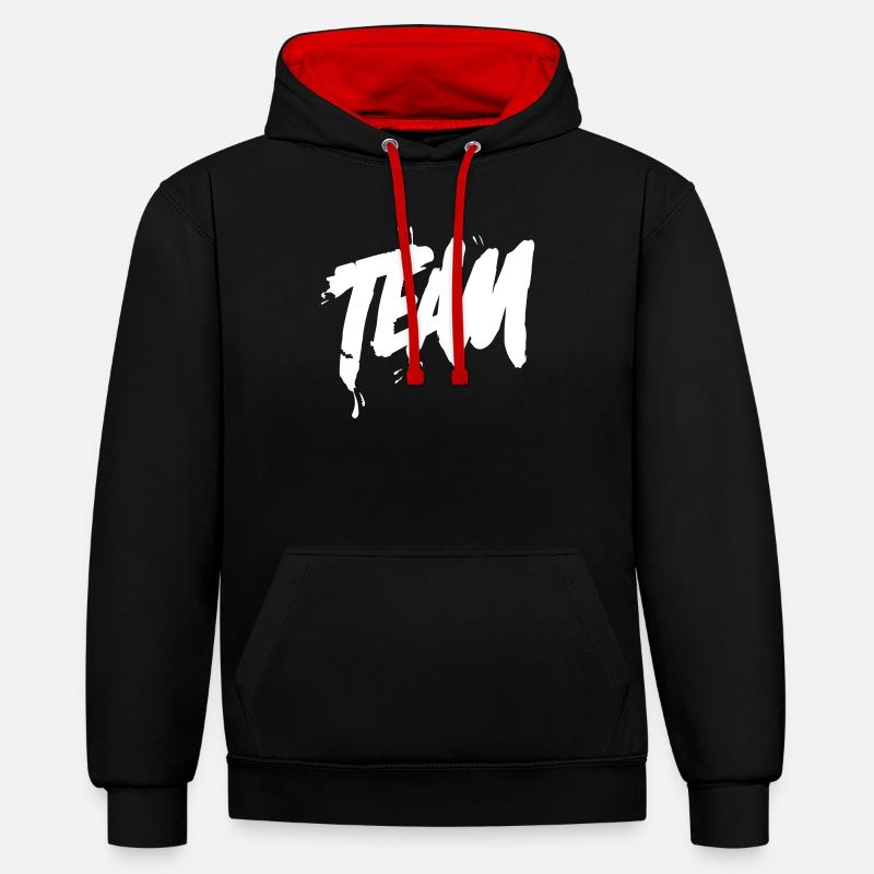 Lettrage d’équipe - Sweat à capuche contrasté - noir/rouge