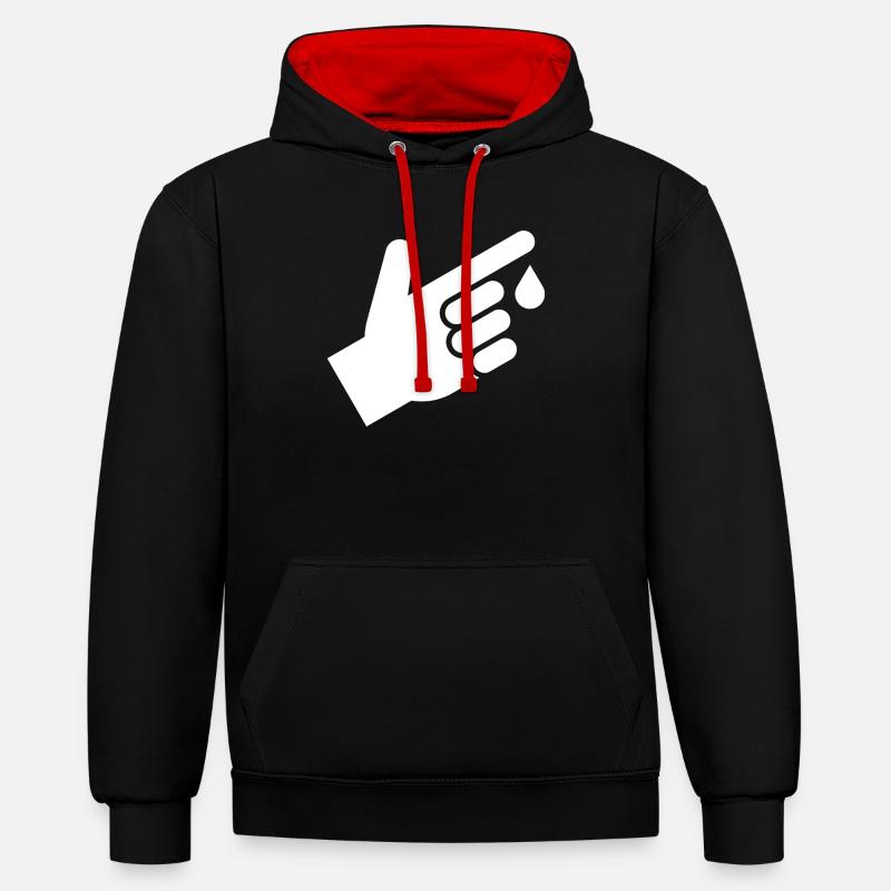 Prise de sang, gouttes de sang - Sweat à capuche contrasté - noir/rouge
