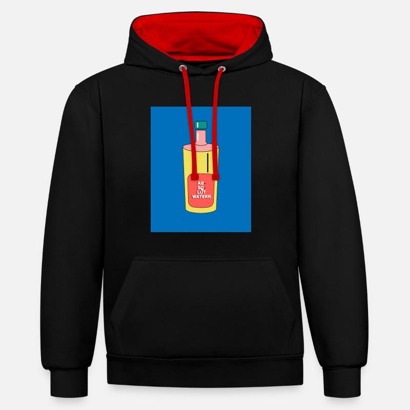 Absolut Eau - Sweat à capuche contrasté - noir/rouge