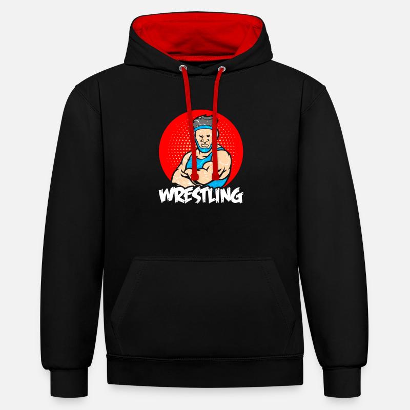 lutte - Sweat à capuche contrasté - noir/rouge