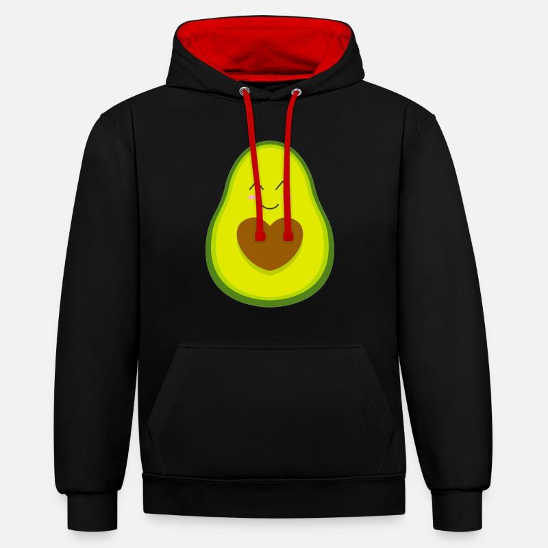avocat - Sweat à capuche contrasté - noir/rouge