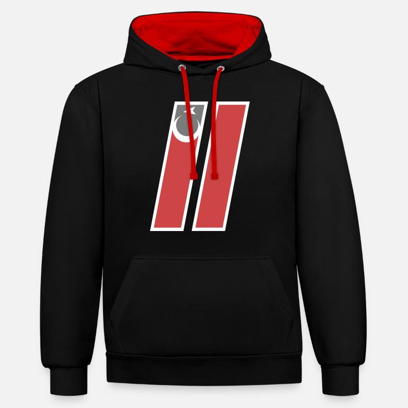 Bilecik - Sweat à capuche contrasté - noir/rouge