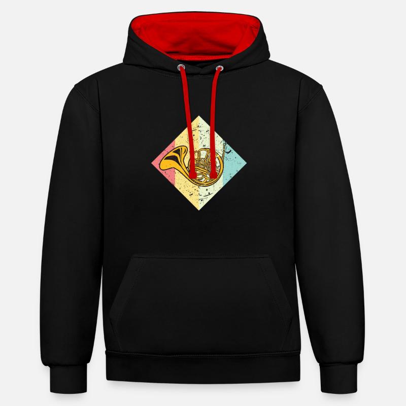 corne - Sweat à capuche contrasté - noir/rouge