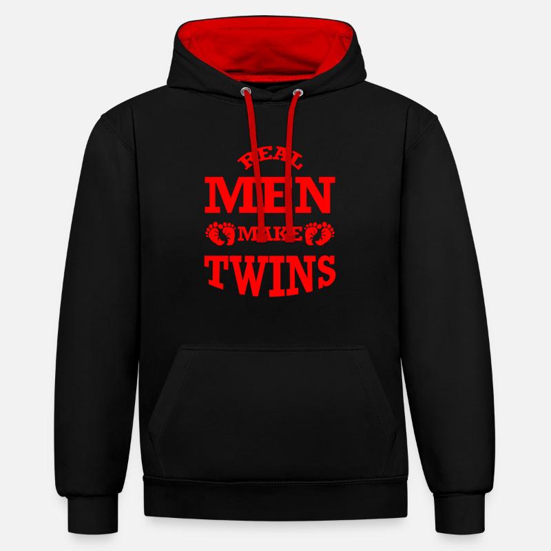 Jumeaux - Sweat à capuche contrasté - noir/rouge