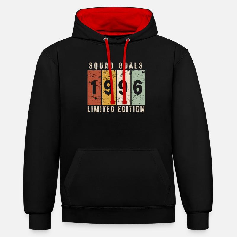 anniversaire 1996 - 30 ans - Sweat à capuche contrasté - noir/rouge