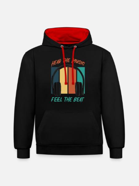 Hear The Music - Contrast hoodie - black/red