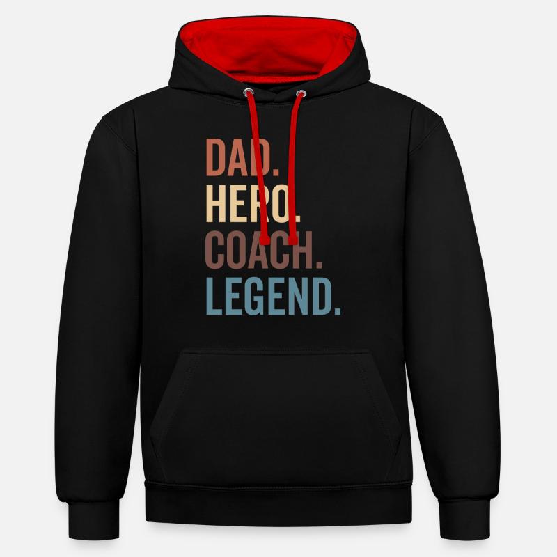 Papa Héros Coach Légende - Sweat à capuche contrasté - noir/rouge