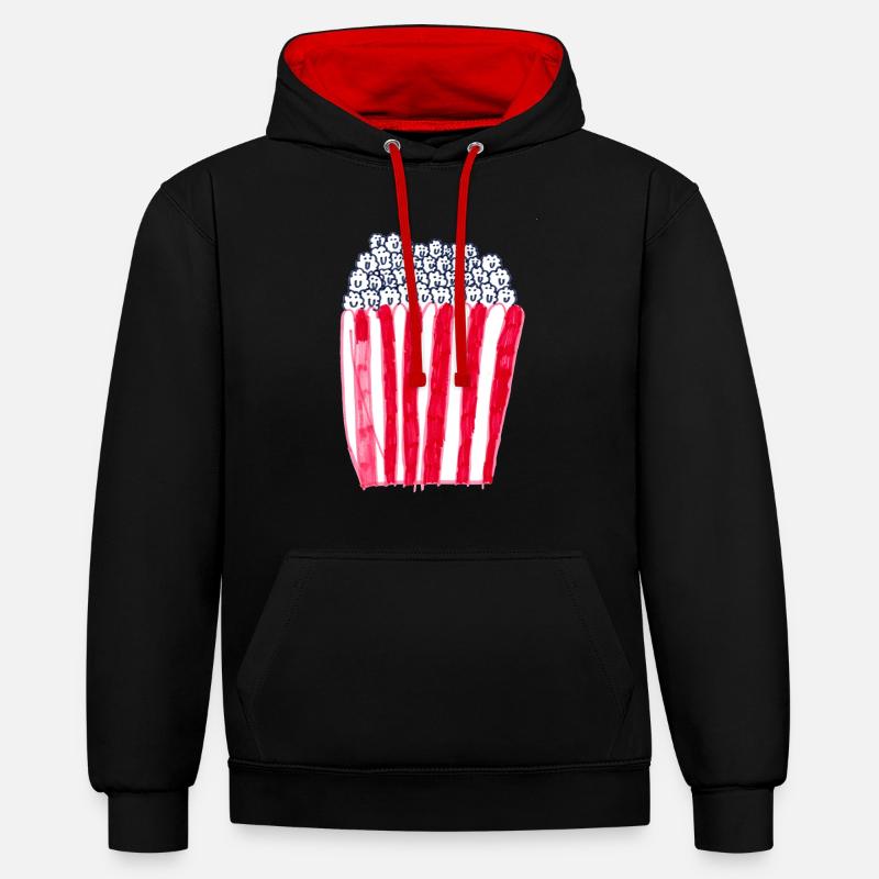 Pop-corn - Sweat à capuche contrasté - noir/rouge