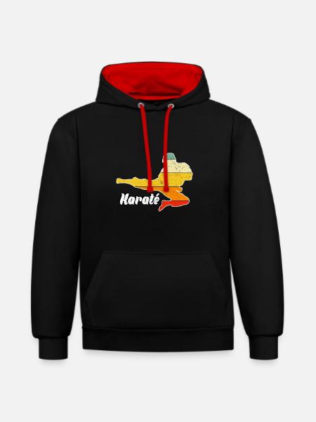 Karaté - Sweat à capuche contrasté - noir/rouge
