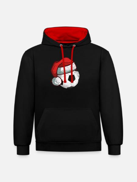 Fußball Weihnachten Geschenk Ball - Kontrast-Hoodie - Schwarz/Rot