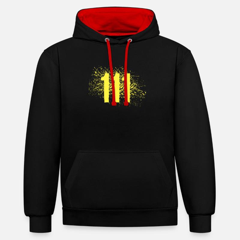 111 - Sweat à capuche contrasté - noir/rouge