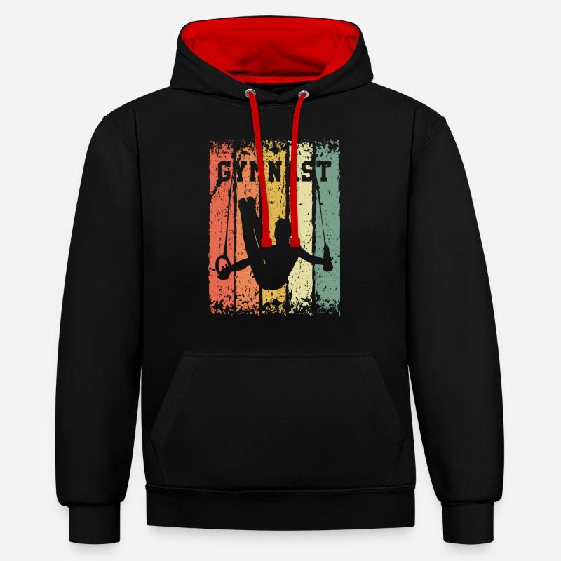 Retro Turner - Sweat à capuche contrasté - noir/rouge