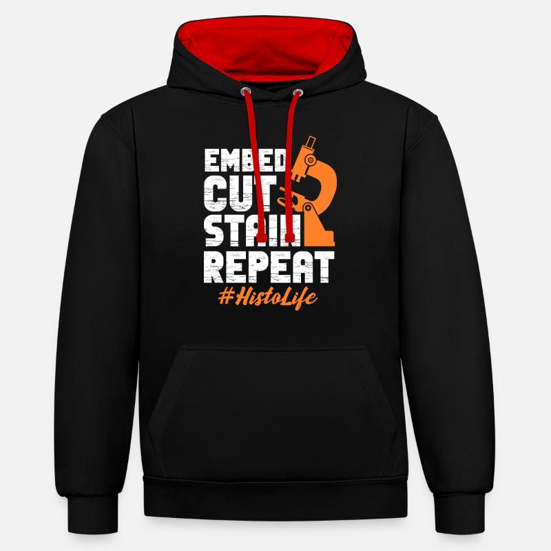 Embed Cut Stain Repeat - Contrast hoodie - black/red
