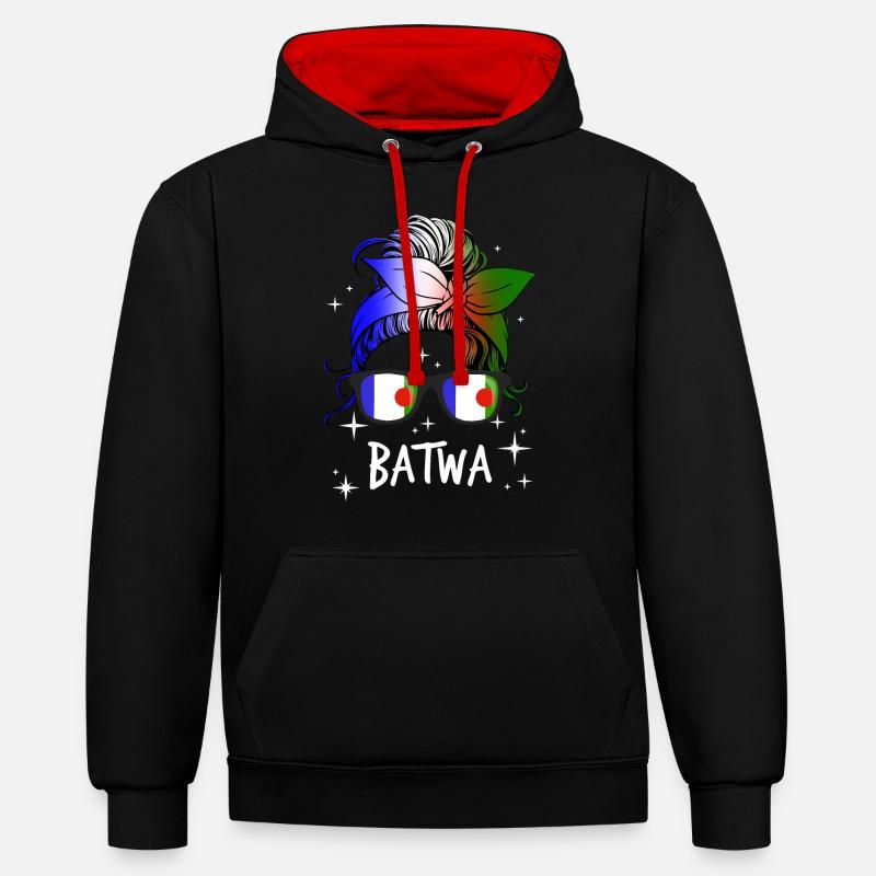 Batwa - Sweat à capuche contrasté - noir/rouge