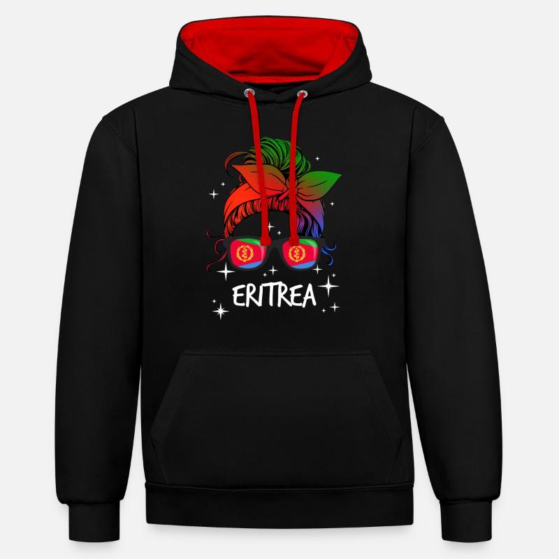 Erythrée - Sweat à capuche contrasté - noir/rouge