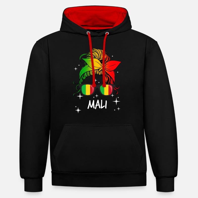 Mali - Sweat à capuche contrasté - noir/rouge