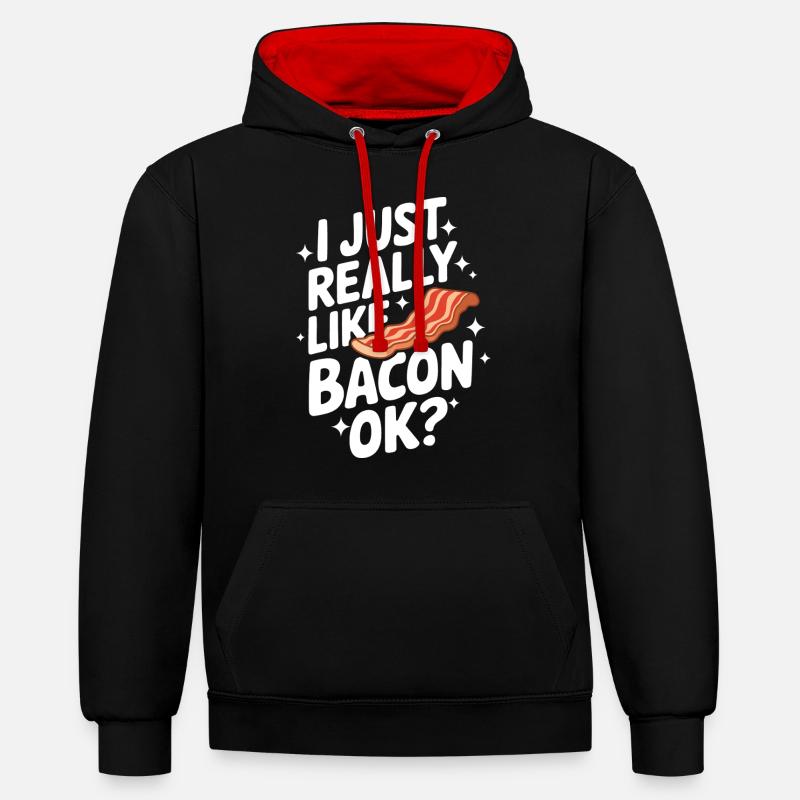Bacon Petit-déjeuner Bacon - Sweat à capuche contrasté - noir/rouge