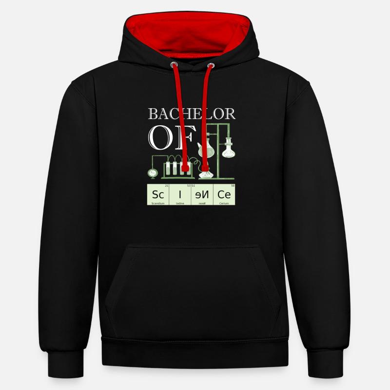 Licence de science universitaire diplômée - Sweat à capuche contrasté - noir/rouge