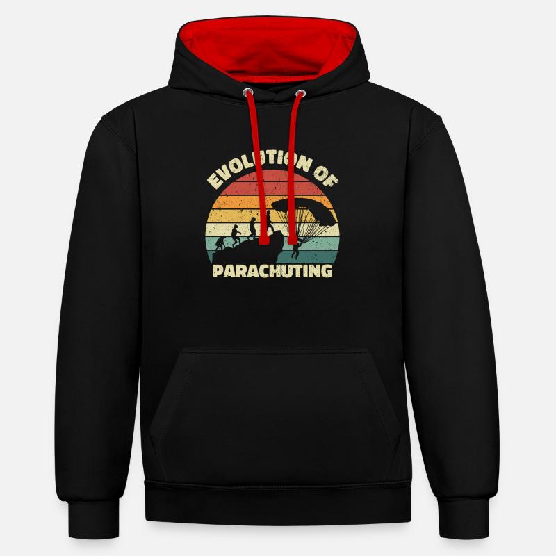 Évolution du parachutisme. Parachutisme - Sweat à capuche contrasté - noir/rouge
