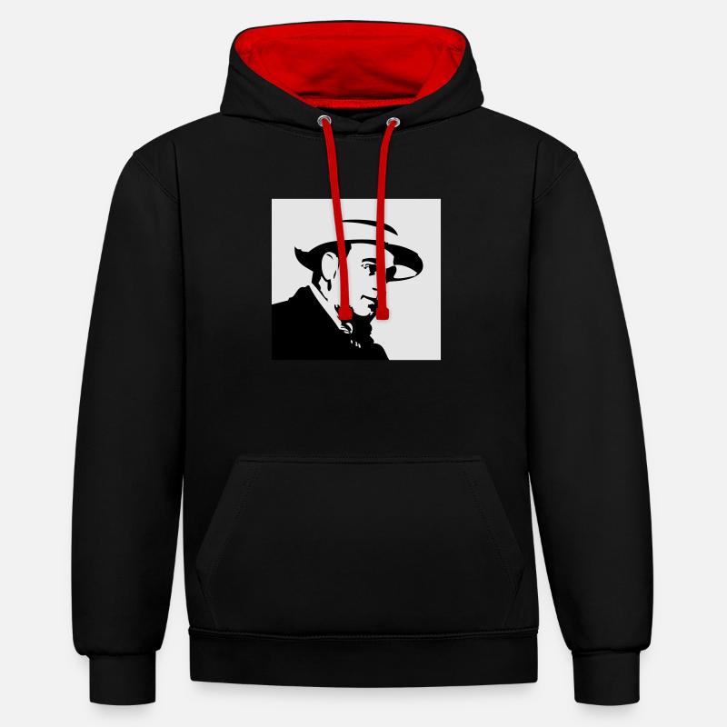 Al Capone - Sweat à capuche contrasté - noir/rouge