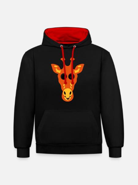 giraffe drawing animals 711 child - Contrast hoodie - black/red