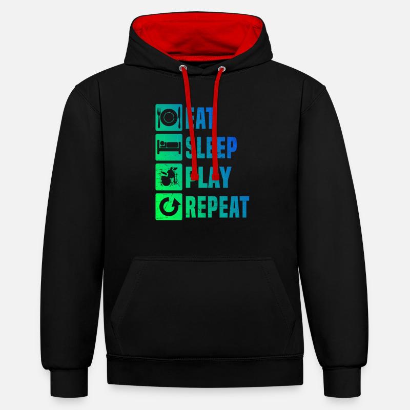 Batterie Batteur Batterie - Sweat à capuche contrasté - noir/rouge
