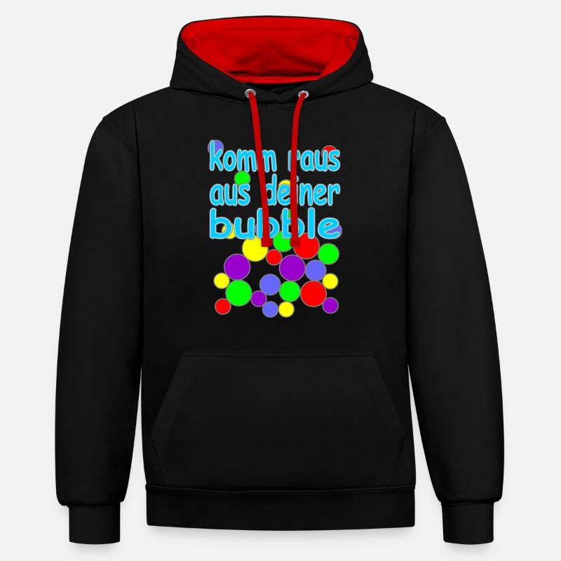 bubble deutsche Version Nr.2 - Kontrast-Hoodie - Schwarz/Rot