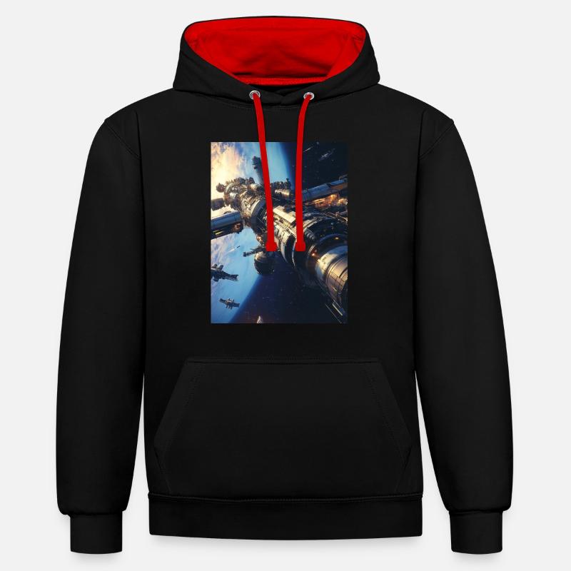 Perdu dans l’espace 1 3 - Sweat à capuche contrasté - noir/rouge