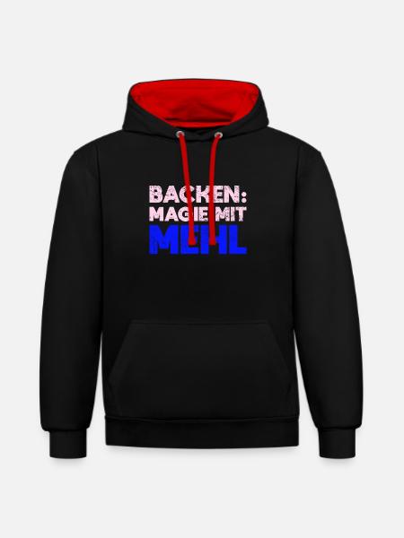 Backen: Magie Mit Mehl - Kontrast-Hoodie - Schwarz/Rot