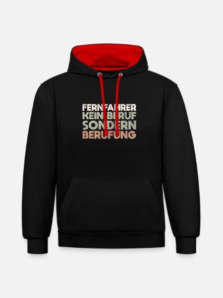 Fernfahrer Kein Beruf, Sondern Berufung - Kontrast-Hoodie - Schwarz/Rot