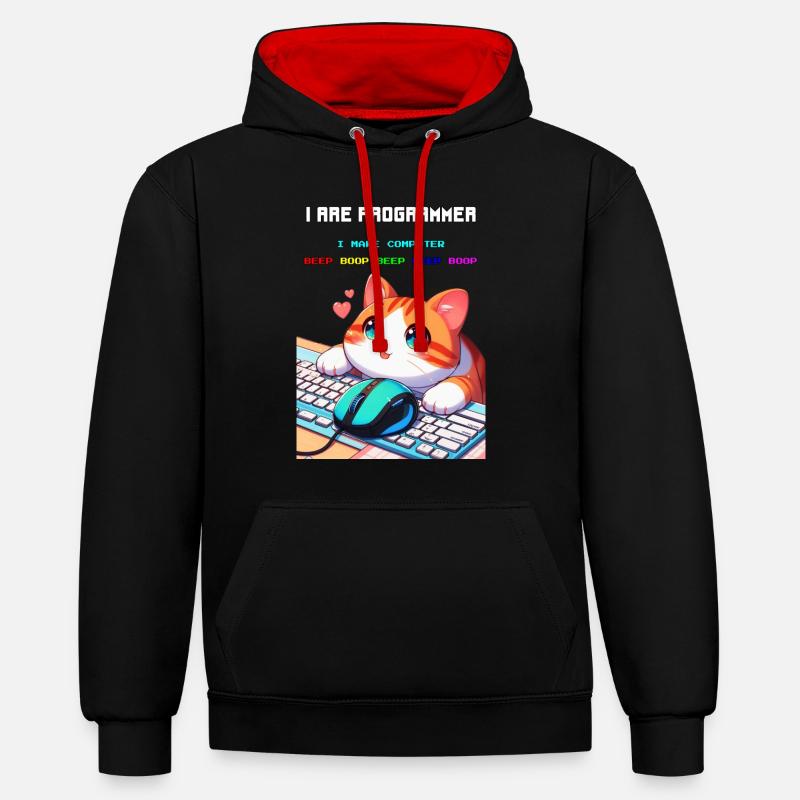 Je suis programmeur - Sweat à capuche contrasté - noir/rouge