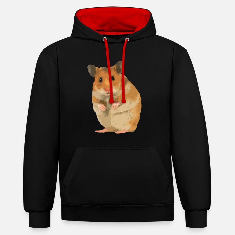 Hamster - Sweat à capuche contrasté - noir/rouge