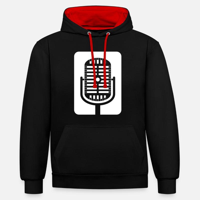 Emblème du micro rétro - Sweat à capuche contrasté - noir/rouge