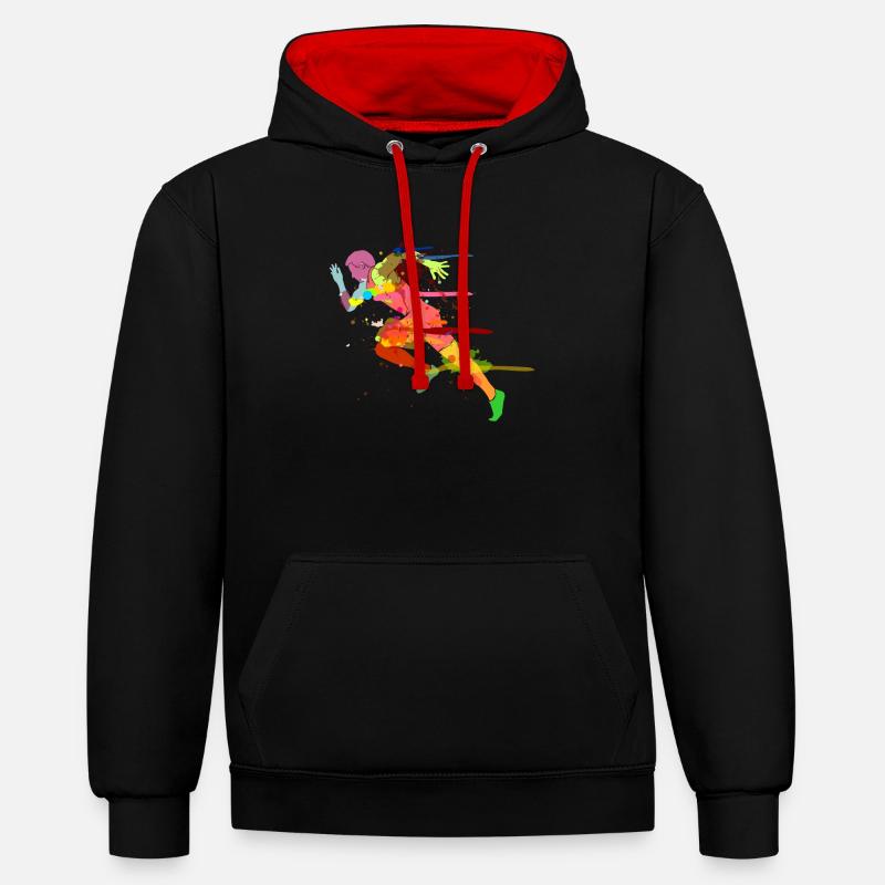Sprinter, coureur de jogging - Sweat à capuche contrasté - noir/rouge